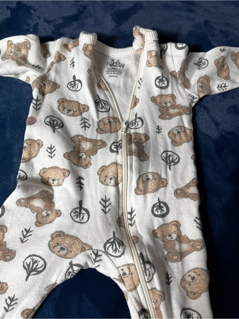 Twin Set With A Back-up. Cream Teddy Footed Onesies  3-pc set